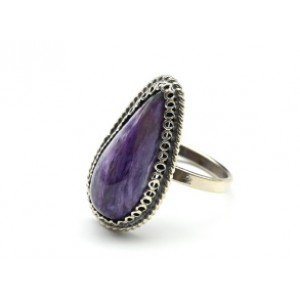 Кольцо с чароитом "Капля" 13*23мм Кольцо с чароитом "Капля" 13*23мм