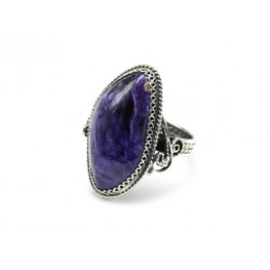 Кольцо с чароитом "Грация" 19*32мм.