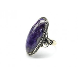 Кольцо чароит "Овал" 17*33мм