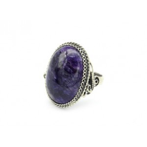 Кольцо чароит "Овал" 21*29мм