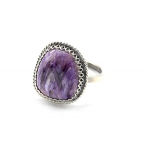 Кольцо чароит "Грация" 17*18мм.
