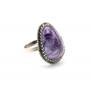 Кольцо чароит "Капля" 15*21мм