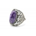 Кольцо чароит "Овал" 14*24мм