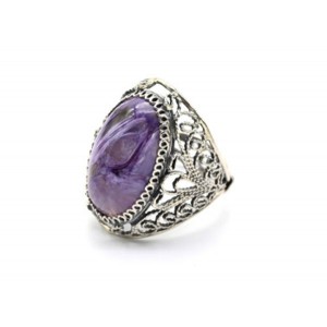 Кольцо чароит "Овал" 17*28мм