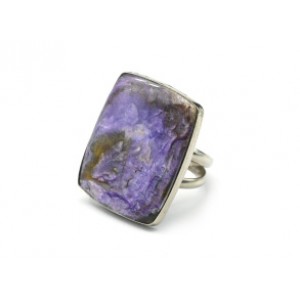 Кольцо из чароита "Прямоугольник" 23*28мм