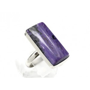 Кольцо из чароита "Прямоугольник" 13*26мм