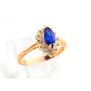 Кольцо со шпинелью "рис в цирконах"  (иск.)