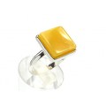 Кольцо с янтарём в посеребрении квадрат 17мм цвет медово-молочный (иск.) Кольцо с янтарём в посеребрении квадрат 17мм цвет медово-молочный (иск.)