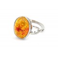 Кольцо с янтарем искусственным овал 14*17мм цвет медовый