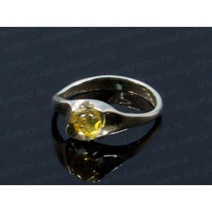 Кольцо с янтарём в посеребрении "мечта" лимонный (иск.)