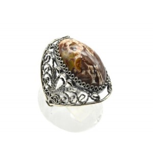 Кольцо яшма уральская "Овал" 15*28мм