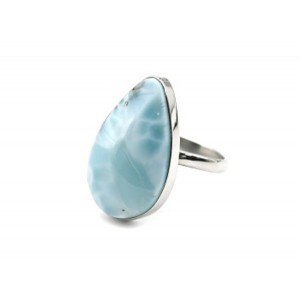 Кольцо ларимар "Капля" 15*23мм