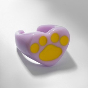 Кольцо "Лапка", цвет сиренево-жёлтый, безразмерное