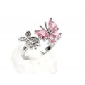 Кольцо бабочки 20*12мм цвет розовый (иск.)