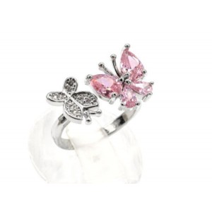 Кольцо бабочки 20*12мм цвет розовый (иск.)