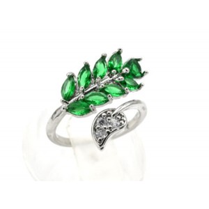 Кольцо веточка 18*15мм цвет зеленый (иск.)