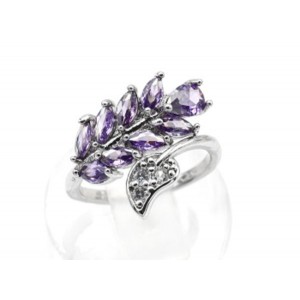 Кольцо веточка 18*15мм цвет сиреневый (иск.)