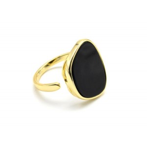 Кольцо с керамикой 19*15мм, золотистое (иск.)