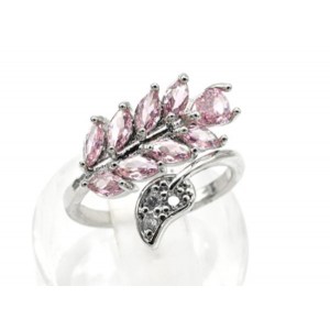 Кольцо веточка 18*15мм цвет розовый (иск.)