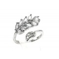 Кольцо веточка 18*15мм цвет хрусталь (иск.)