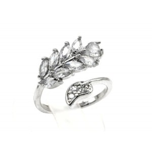 Кольцо веточка 18*15мм цвет хрусталь (иск.)