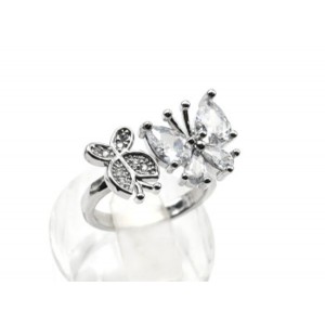 Кольцо бабочки 20*12мм цвет хрусталь (иск.)