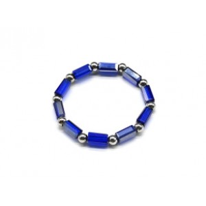 Колечко на резинке из чешского стекло цвет синий (иск.)