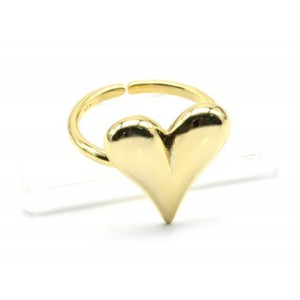 Кольцо Сердце 18*19мм золотистое (иск.)
