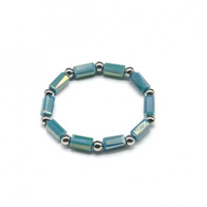 Колечко на резинке из чешского стекло цвет голубой (иск.)