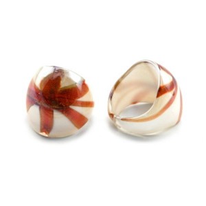 Перстень из муранского стекла модель8 цвет белый (иск.)