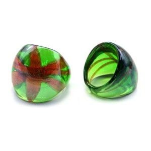 Перстень из муранского стекла модель8 цвет зеленый (иск.)