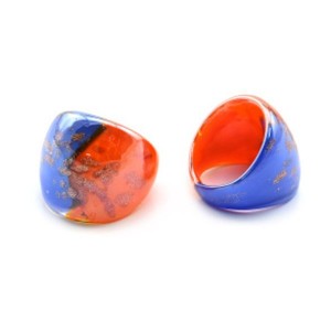 Перстень из муранского стекла модель2 цвет васельково-оранжевый (иск.)