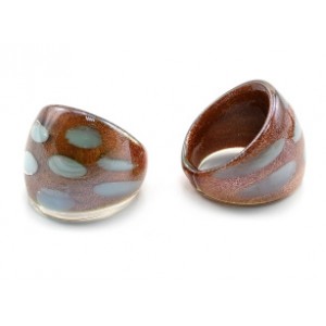 Перстень из муранского стекла модель9 цвет золотисто-белый (иск.)