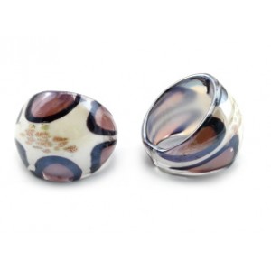 Перстень из муранского стекла модель6 цвет белый,розовый (иск.)