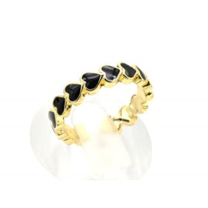 Кольцо Сердечки с эмалью черной, золотистое (иск.) Кольцо Сердечки с эмалью черной, золотистое (иск.)