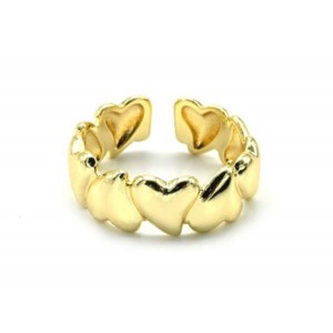 Кольцо Сердечки, золотистое (иск.)