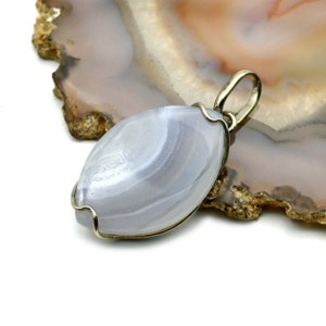 Кулон голубой агат (сапфирин) 19*29мм.