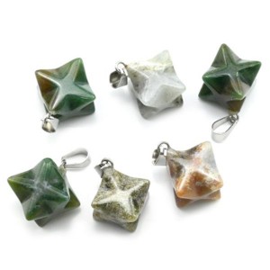 Кулон меркаба 13*13мм из агата мохового