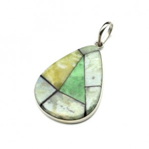 Кулон "Мозаика" из виолана и жадеита 29*39мм.