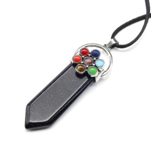 Подвеска 7 чакр на мече из авантюрина синего 22*67мм (иск.)