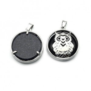 Подвеска Сова 27*27мм с авантюрином синим (иск.)