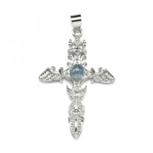 Подвеска Меч с аквамарином 28*40мм.