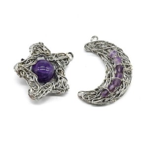 Комплект подвесок Полумесяц и Звезда из аметиста