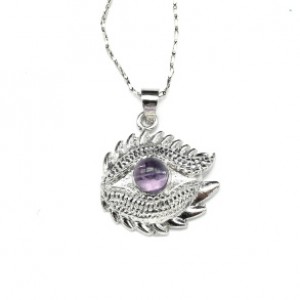Подвеска Глаз дракона с аметистом 19*20мм
