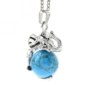 Подвеска Слон на шаре 19*33мм с бирюзой искусственной