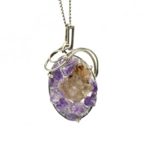 Кулон горный хрусталь с аметистом 29*43мм