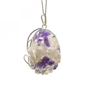 Кулон горный хрусталь с аметистом 39*51мм.