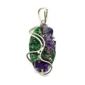 Кулон из аметиста, уваровита и пирита 23*40мм.