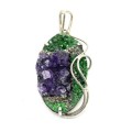 Кулон из аметиста, уваровита и пирита 29*46мм.