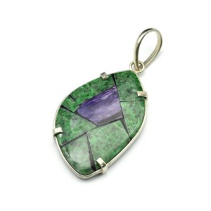 Кулон "Мозаика" из жадеита чароита 23*35мм